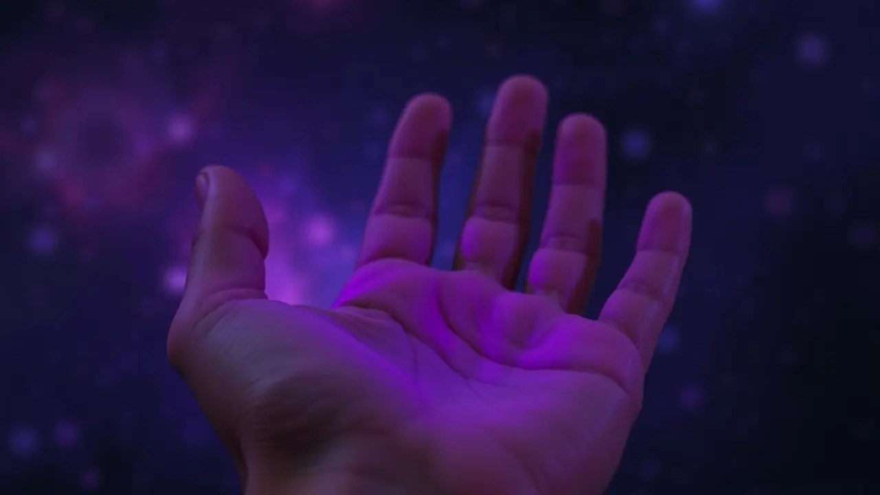 Unlocking Your Destiny: A Review of Psychic Violetta Palm Reading Photo of a palm bathed in violet light for a Psychic Violetta Palm Reading.