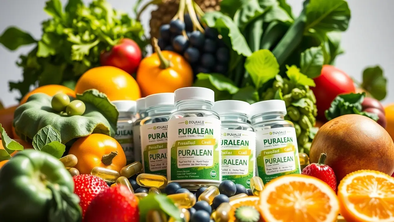 PURALEAN Review: Does This Weight Loss Supplement Really Work? PURALEAN weight loss supplement displayed with healthy food