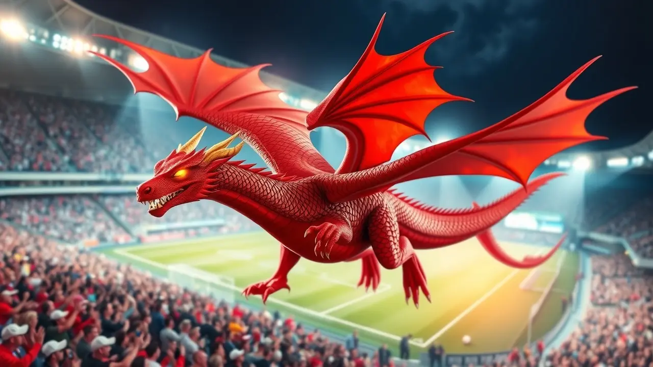 Red Dragon Sports Tipping Review: Can You Profit? Red Dragon soars above a stadium with cheering fans