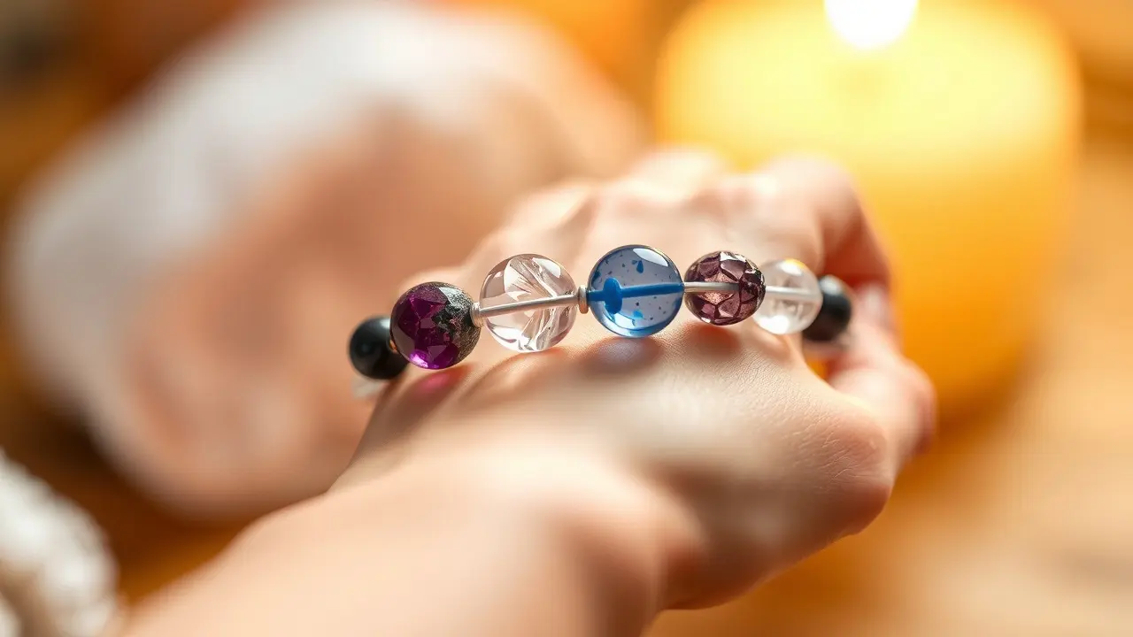 Reiki Energy Bracelet Review: Does it Really Work? Close-up of Reiki Energy Bracelet with gemstones