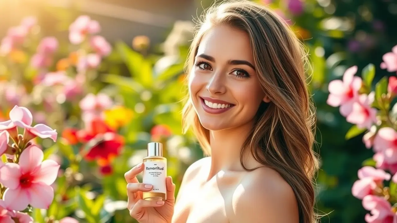 RenewRitual Review: Does This Beauty Supplement Really Work? Woman with radiant skin holding RenewRitual bottle
