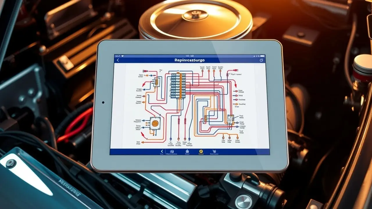 RepairSurge Online Auto Repair Manuals: Are They Worth It? RepairSurge auto repair manual displayed on a tablet