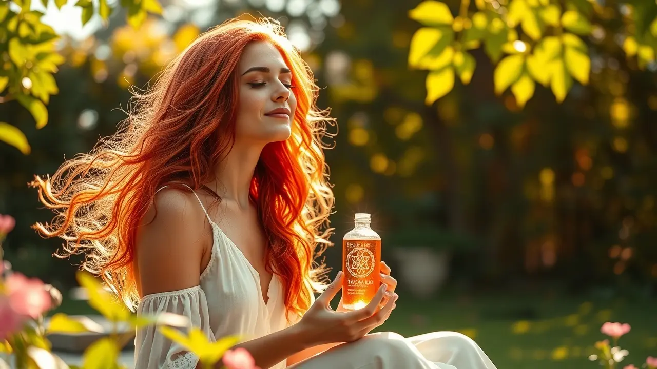 Sacral Nectar – Feminine Chakra Elixir: Unlock Your Inner Radiance? Woman meditating with Sacral Nectar in a garden