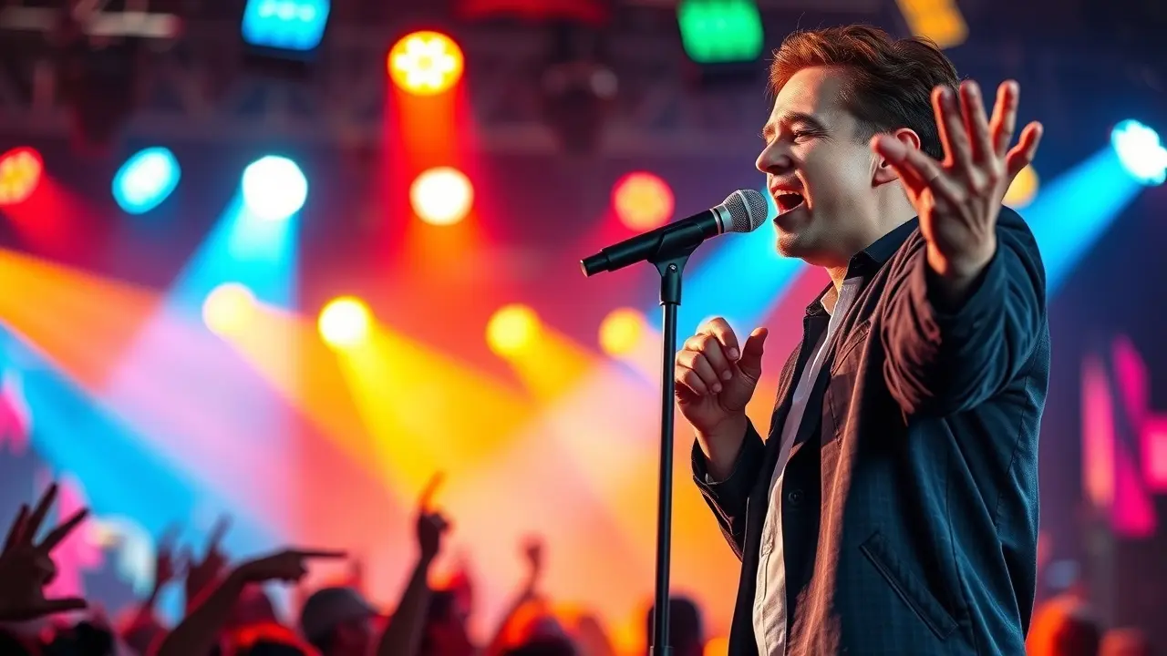 Singorama Review: Unleash Your Inner Voice Today! Person singing confidently on stage