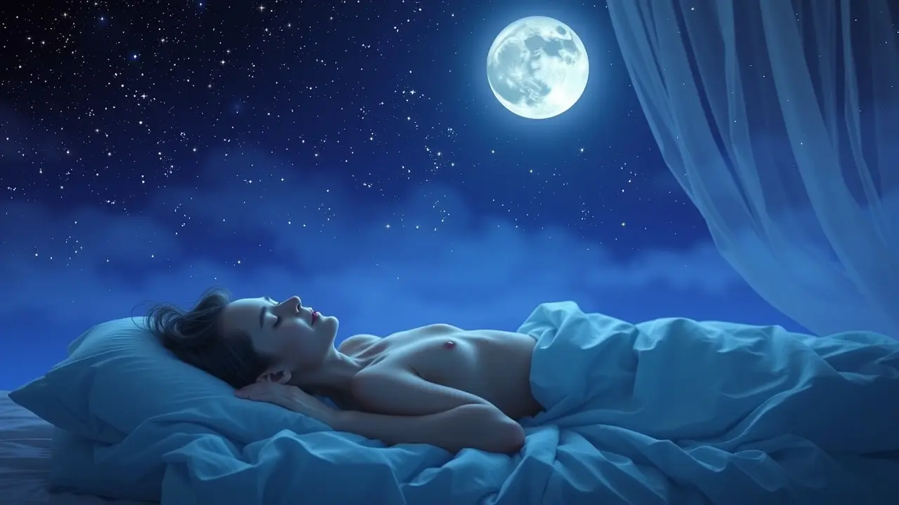 Slumber Slim Review: Does This Sleep-Based Weight Loss Aid Really Work? Person sleeping peacefully, starlit sky