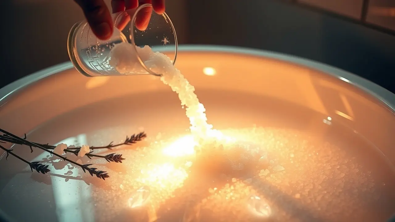 Spiritual Salt: Does This Manifestation Product Really Work? Spiritual Salt being poured into a bath with lavender and crystals