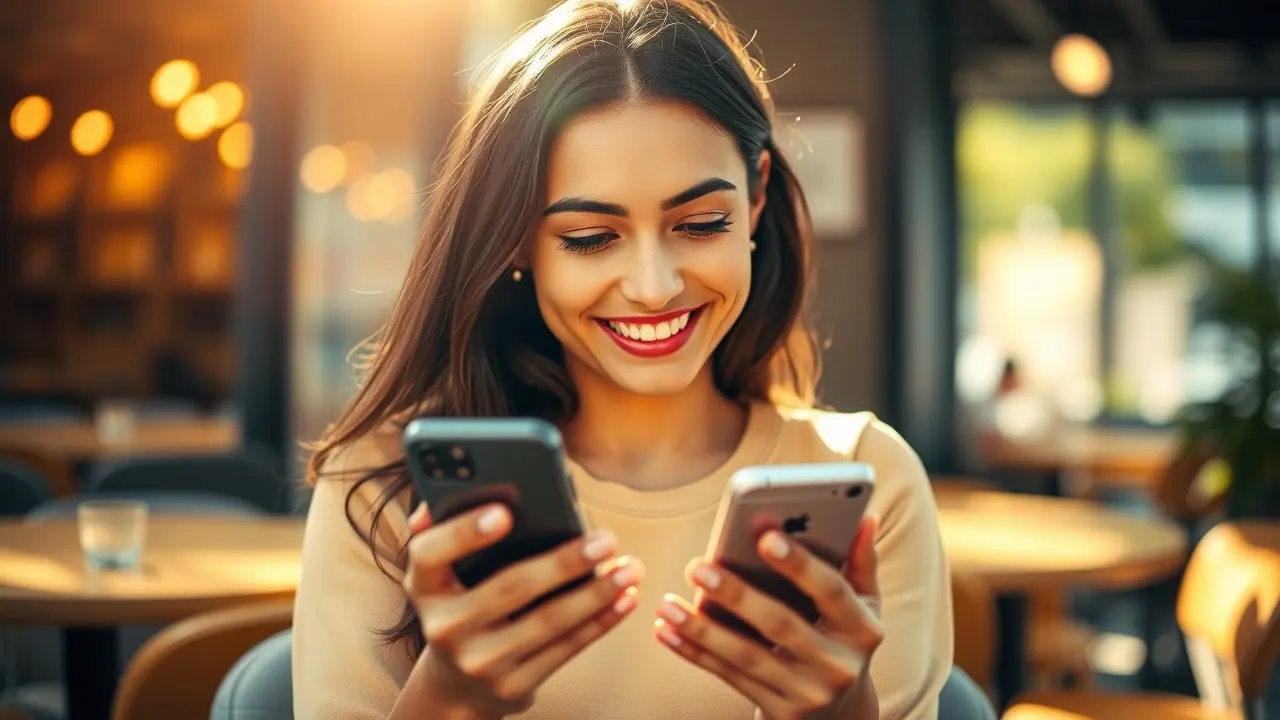 Text Chemistry Review: Does Amy North’s Program Really Work? Woman smiling while texting on her phone