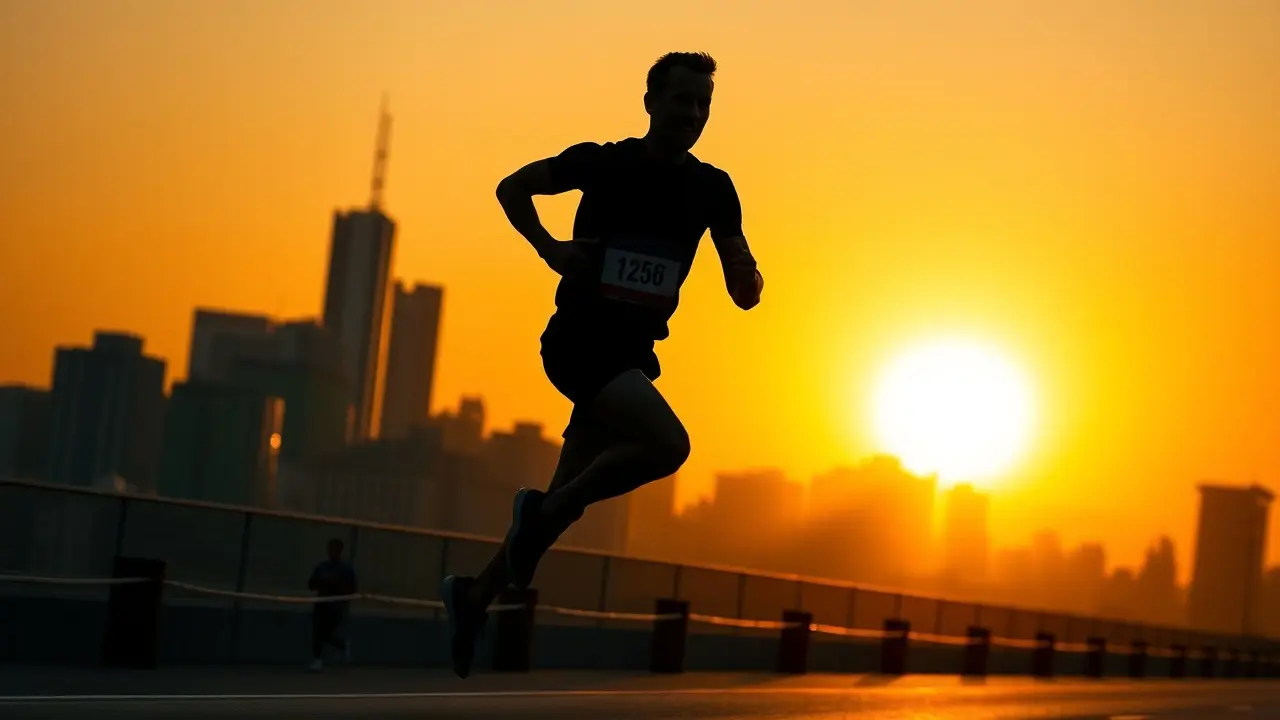 The 100 Day Marathon Plan: Your Complete Guide to Crossing the Finish Line Marathon runner silhouetted against sunrise.
