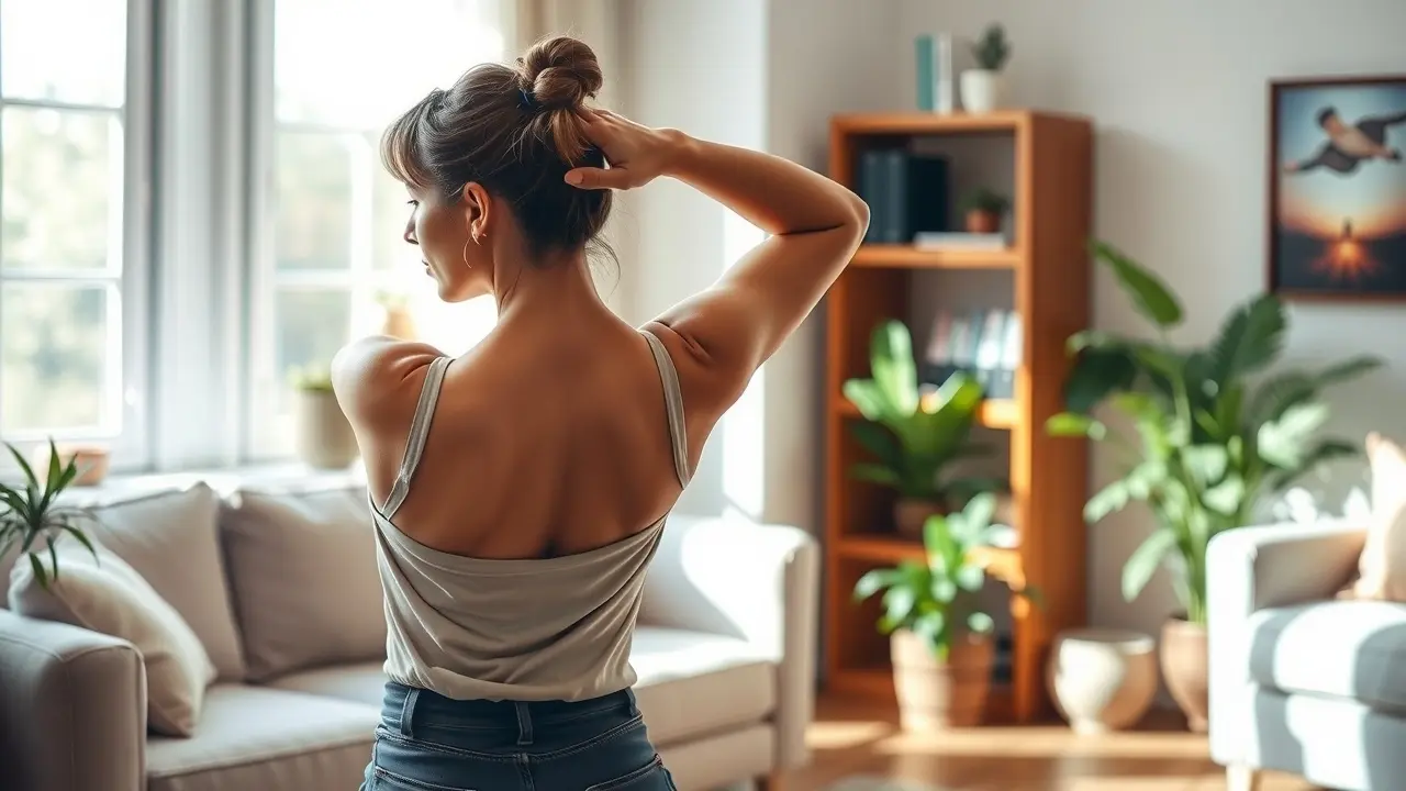 The Back Pain Miracle Review: Is It a Real Solution? Woman gently stretching for back pain relief in a living room