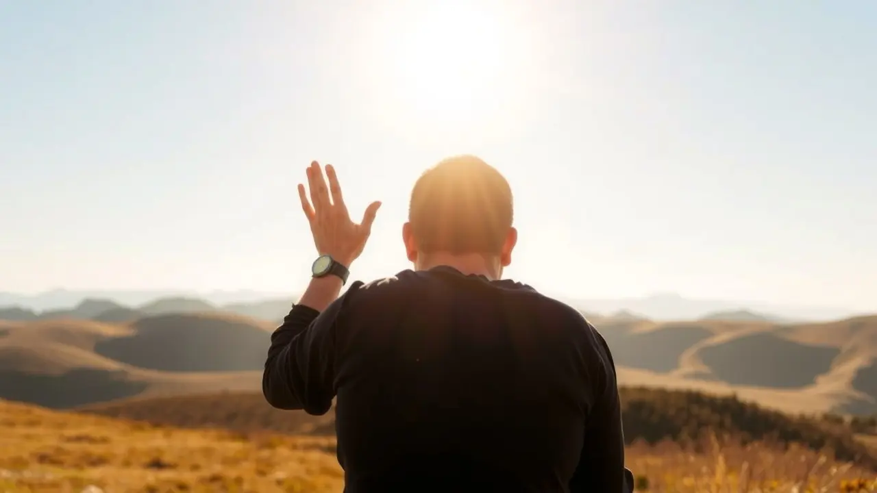 Person Praying in Golden Light
