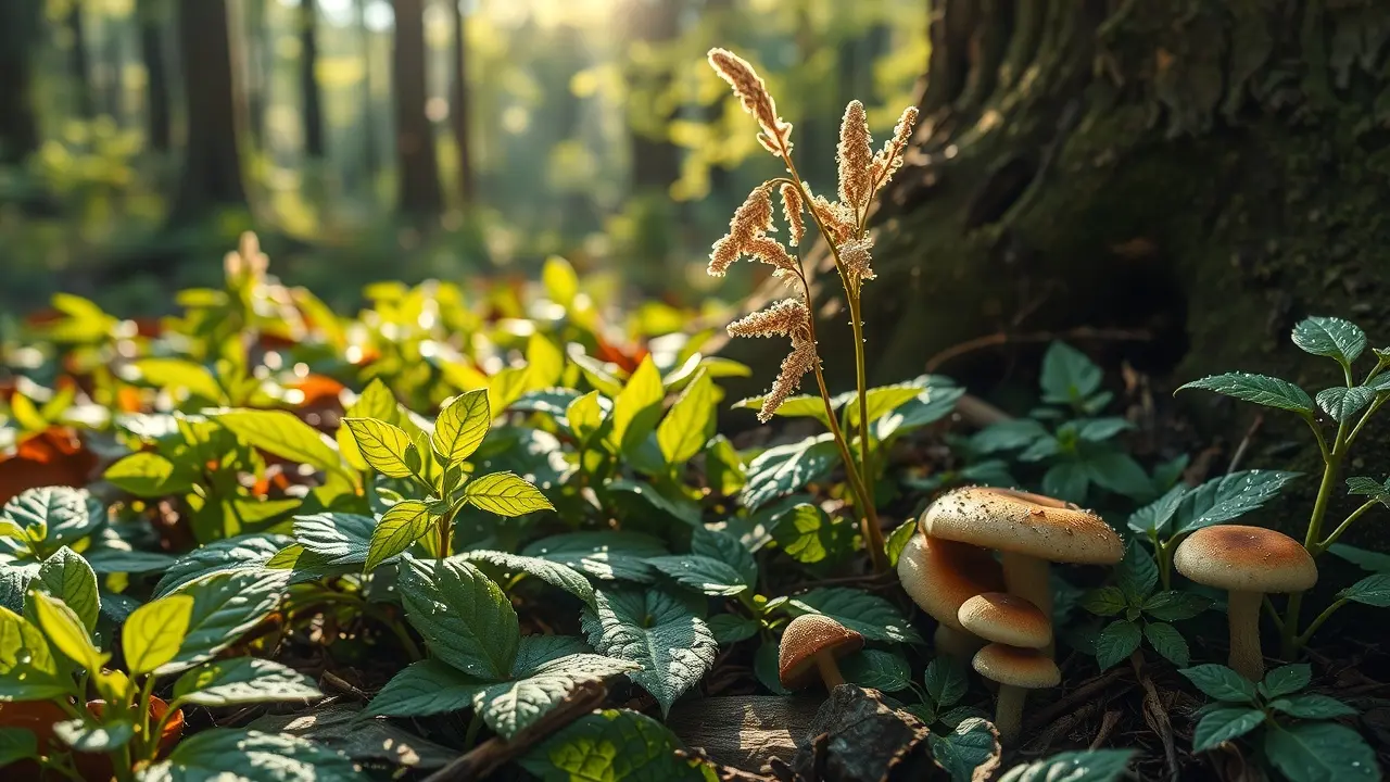 The Forager’s Guide to Wild Foods Review: Is it Worth it? Various edible plants on a forest floor