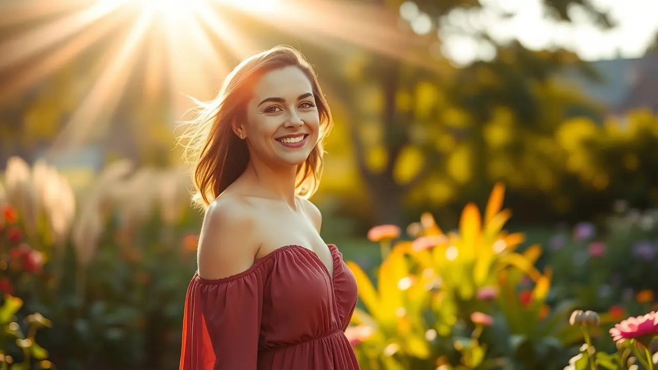 The Forever Woman Review: Is This Dating Guide For You? Confident woman in garden representing The Forever Woman concepts