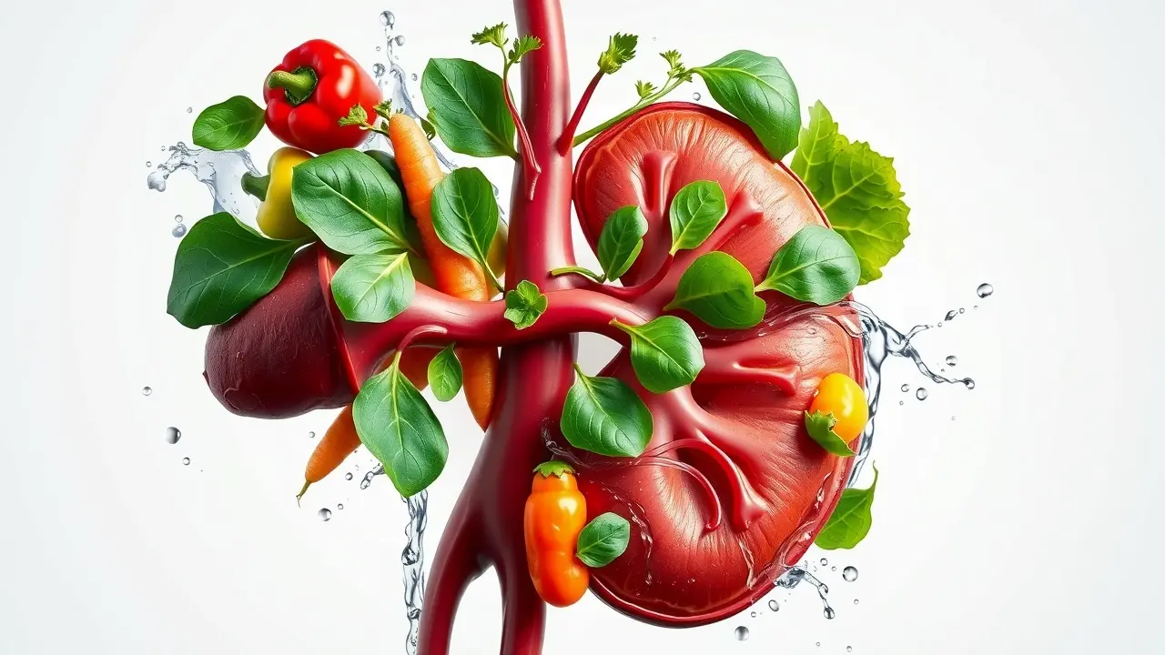 The Kidney Disease Solution Review: Can It Really Help? Kidney intertwined with healthy vegetables and water
