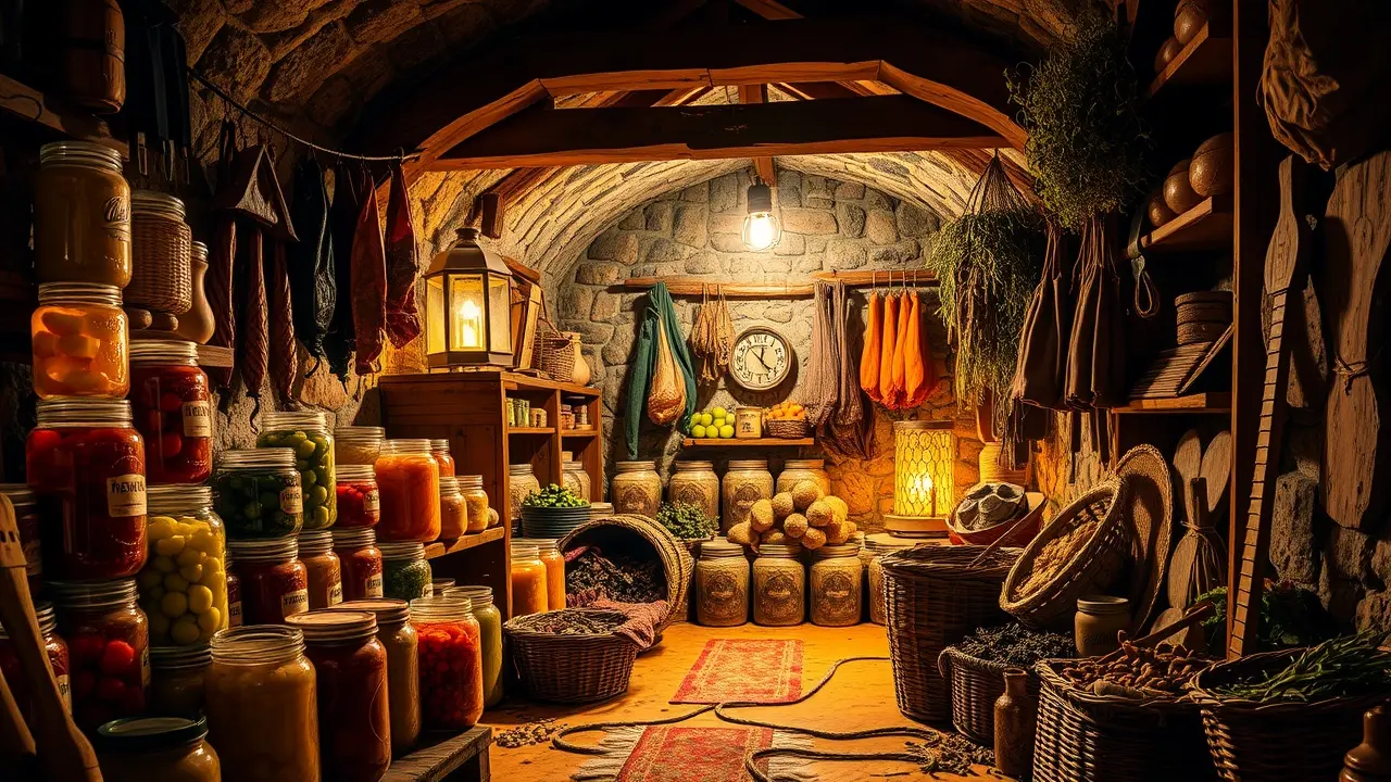 The Lost Ways 2 Review: Unlocking Ancient Survival Skills Root cellar with preserved foods