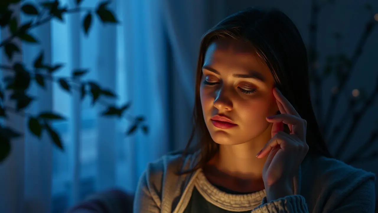 The Migraine And Headache Program Review: Is It Worth It? Woman gently touching temples for headache relief