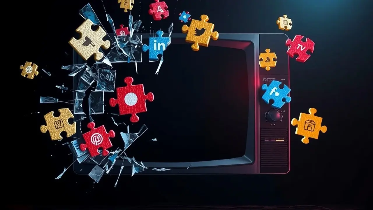 The Truth Behind The Lies: Can This Book Really Decode Media Deception? Shattered TV screen with puzzle pieces representing uncovering the truth