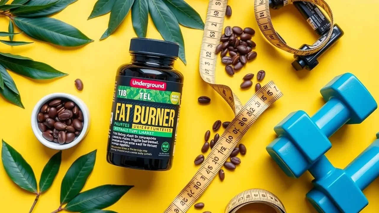 The Underground Fat Burner Supplement Review: Does It Really Work? The Underground Fat Burner Supplement bottle with workout accessories