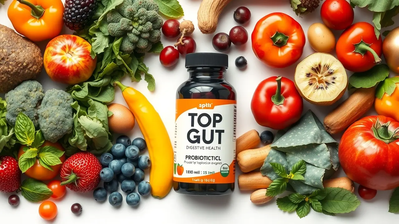 Top Gut / Digestive Health: Is VivoGut the Answer to Your Gut Problems? Top Gut / Digestive Health Supplement surrounded by healthy foods
