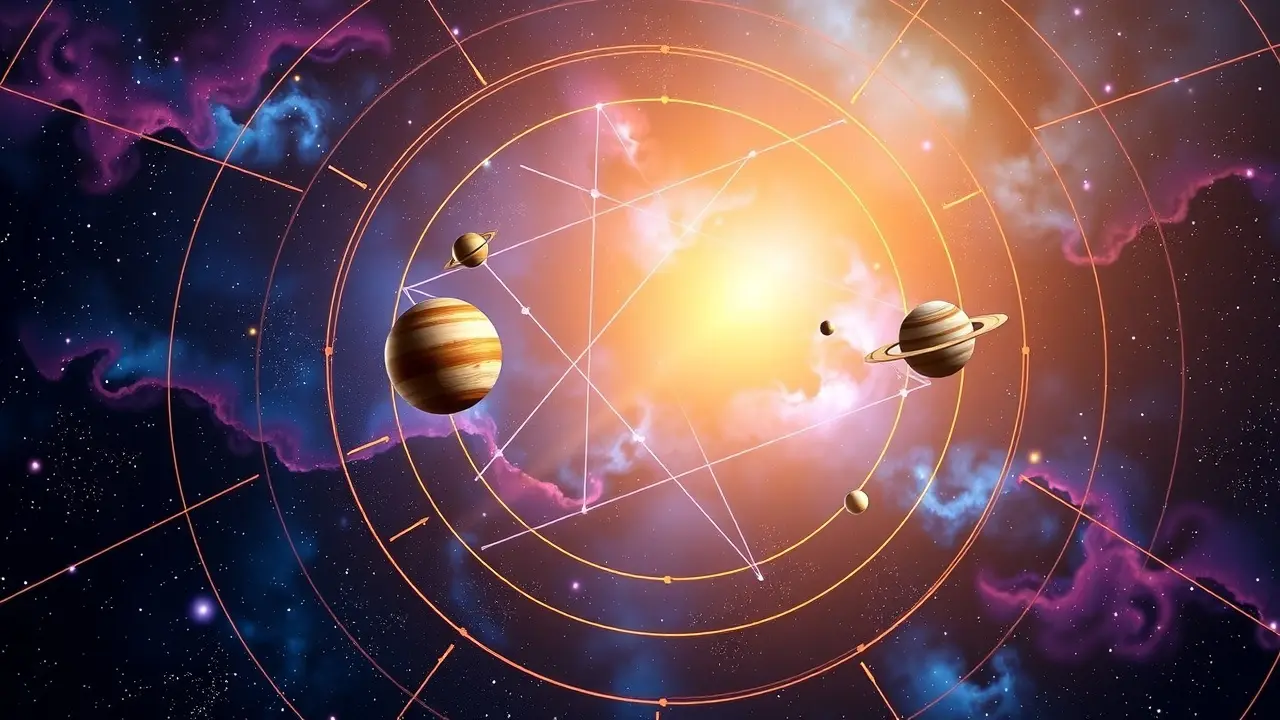 Transit Reading Review: Unveiling Personalized Astrological Insights Visually rich astrological chart with cosmic background