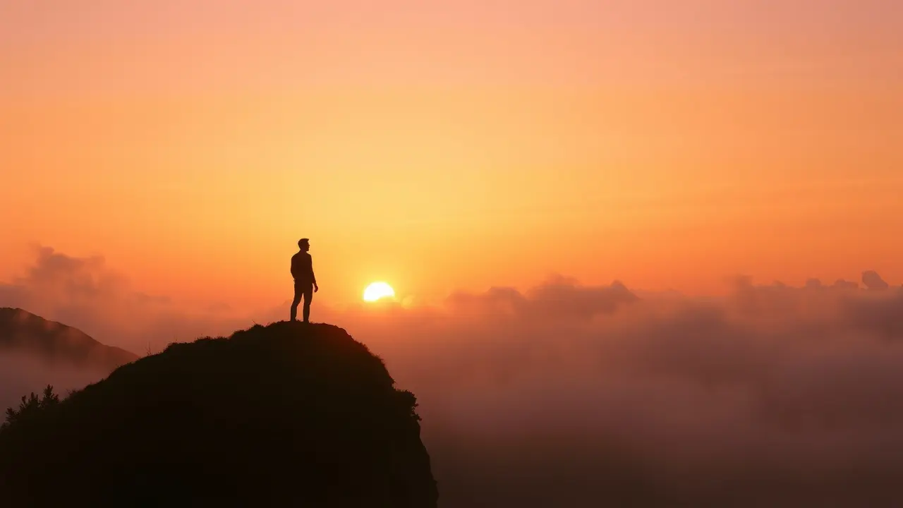 Unlocking Your Potential: A Deep Dive into True Self Reading Person silhouetted on a mountain at dawn, symbolizing self-discovery