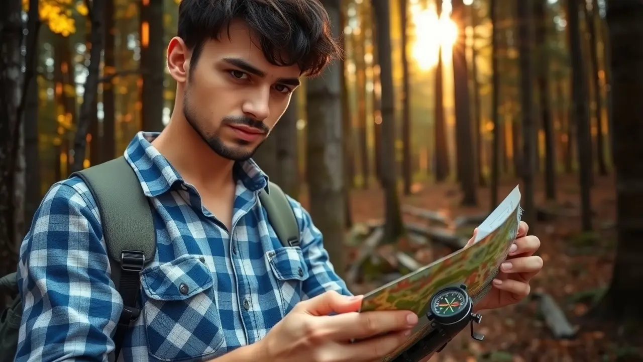 VIP Survival Academy Review: Is This Membership Right for You? A person navigating in the forest with a map and compass.
