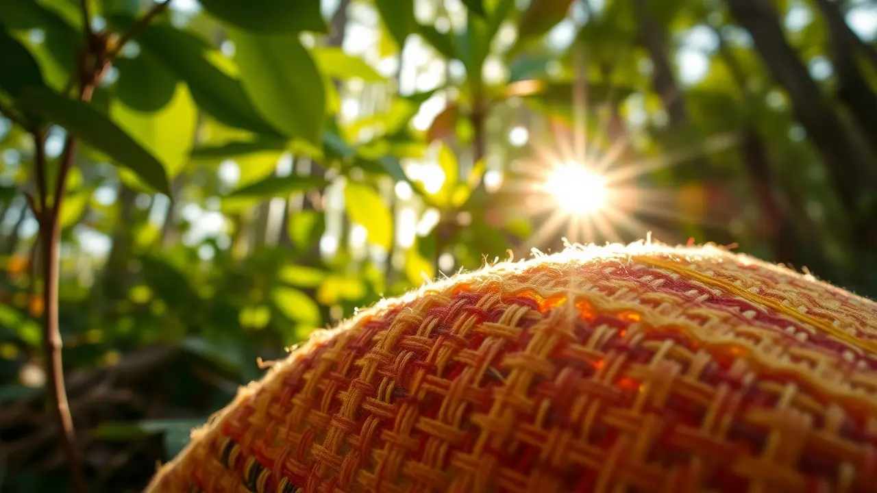 Weird Fabric: Unveiling the Innovative Green Product That’s Converting Cold Traffic Close-up of eco-friendly Weird Fabric in forest
