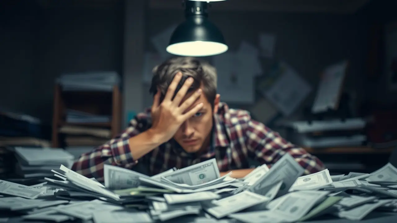 What Lies In Your Debt? Review: Can It Really Help You? Person overwhelmed with bills and debt
