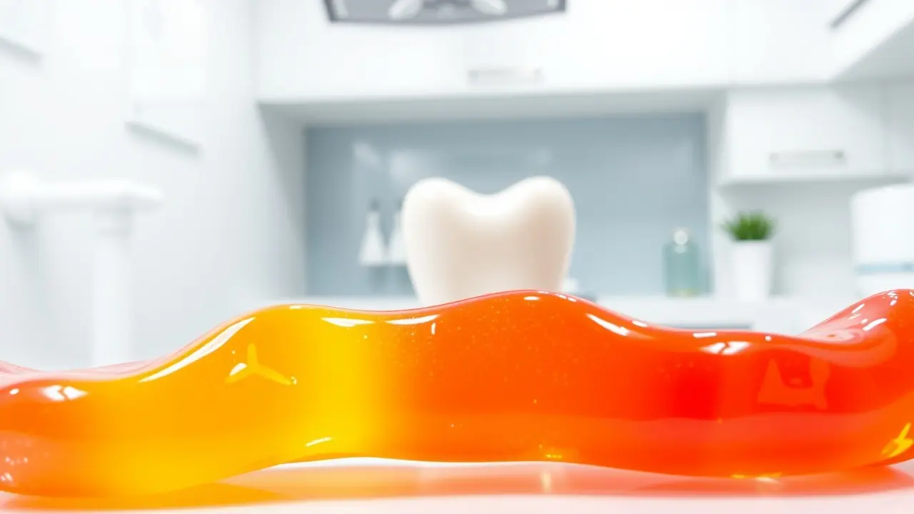 Zoracel Dental Gummy Review: Can This Supplement Improve Your Oral Health? Zoracel Dental Gummy presented with a clean tooth backdrop.